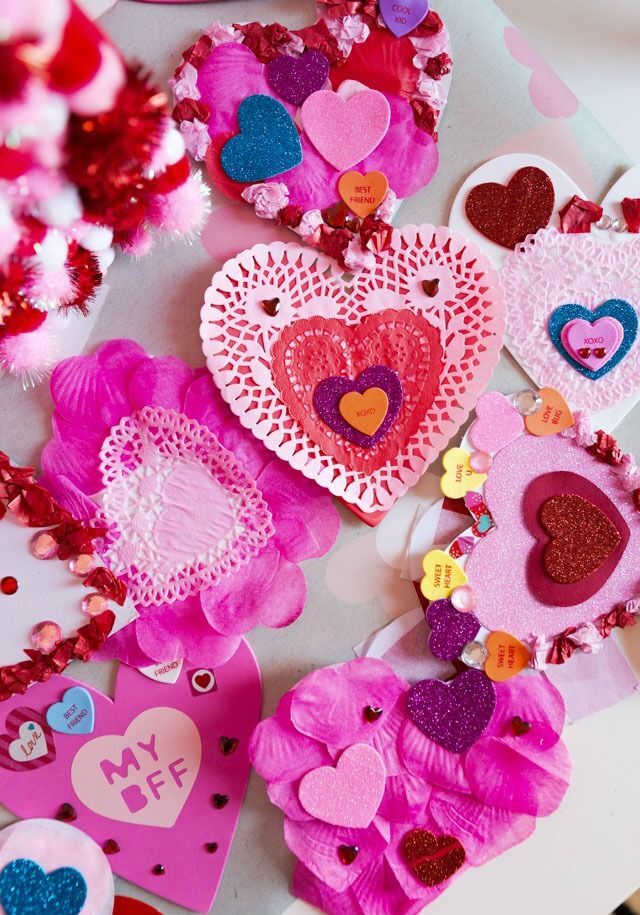 An image of home made Valentines. 